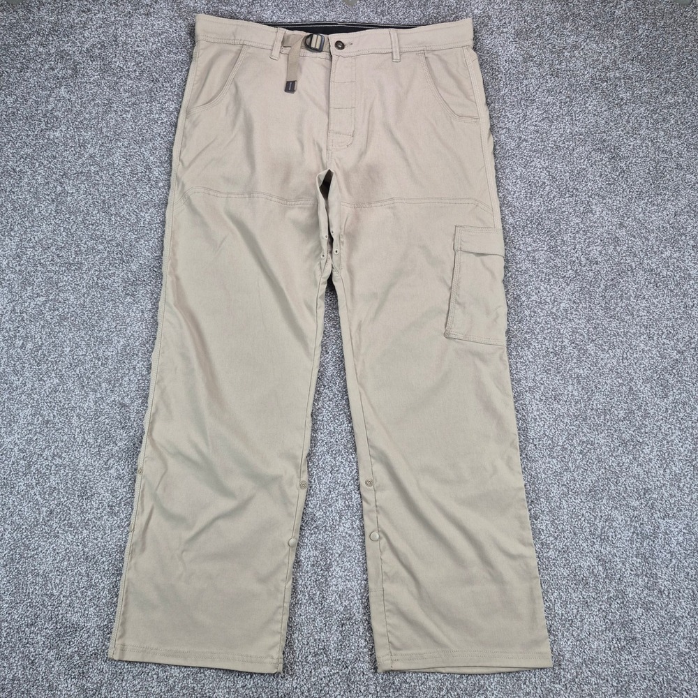 Prana Stretch Zion Standard Pants Mens XL (37x29) Tan Cargo Hiking Outdoor